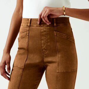 Spanx Stretch Twill Straight Leg High Rise Pants Acorn xl petite nwt